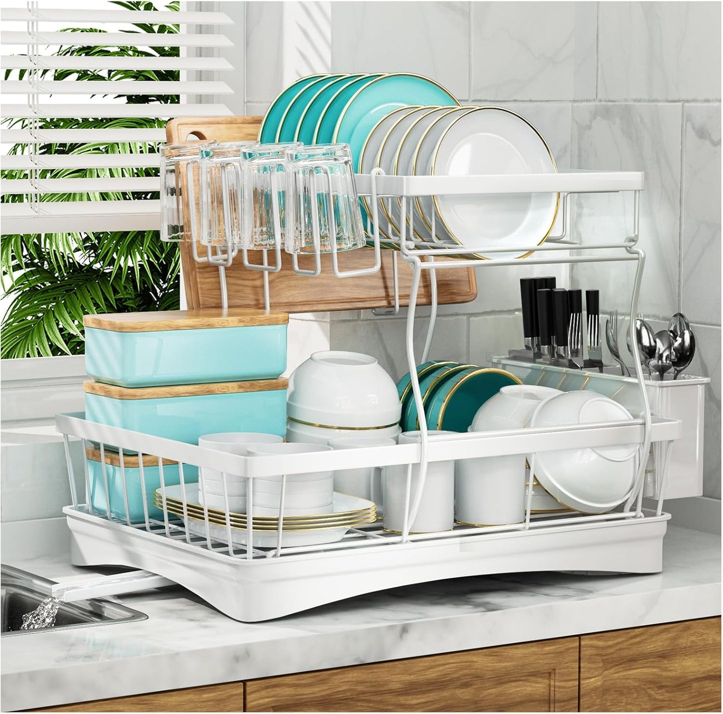 Dish Drying Rack with Drainboard