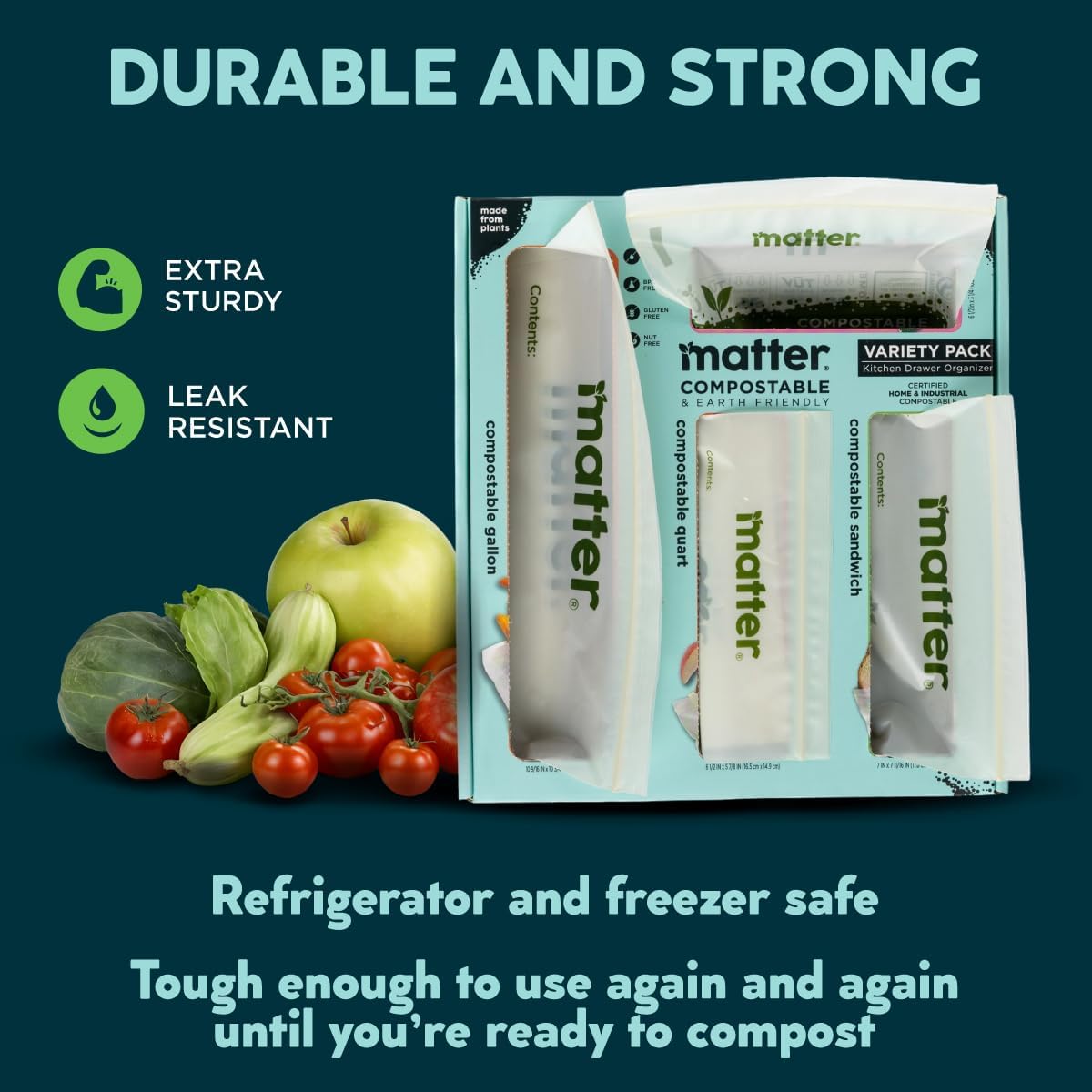 230-Count Compostable Food Storage Bags