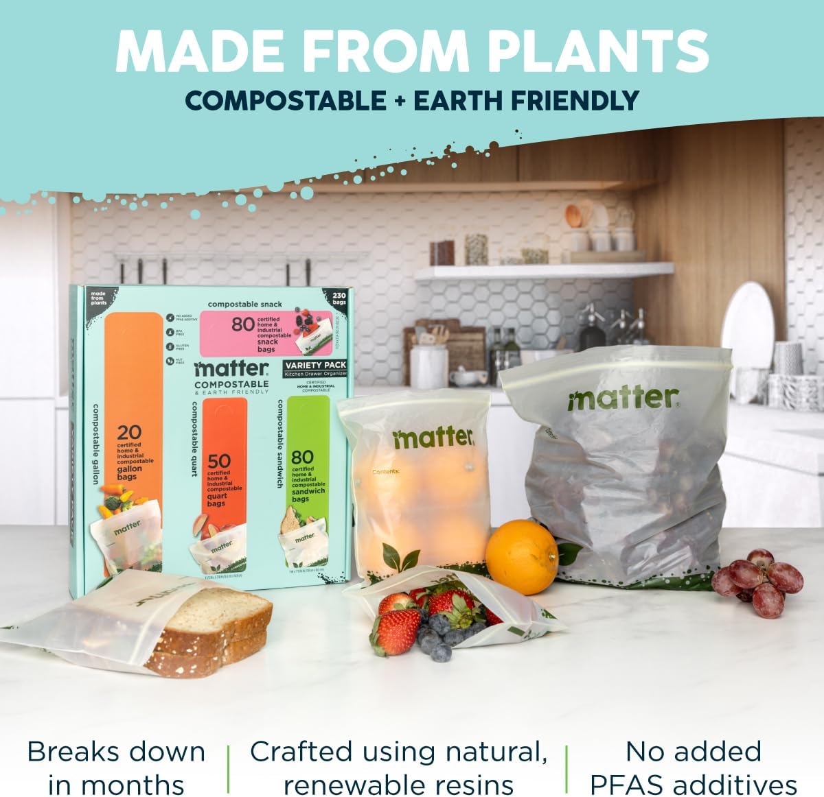 230-Count Compostable Food Storage Bags