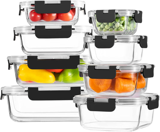 8-Pack Glass Food Storage Containers