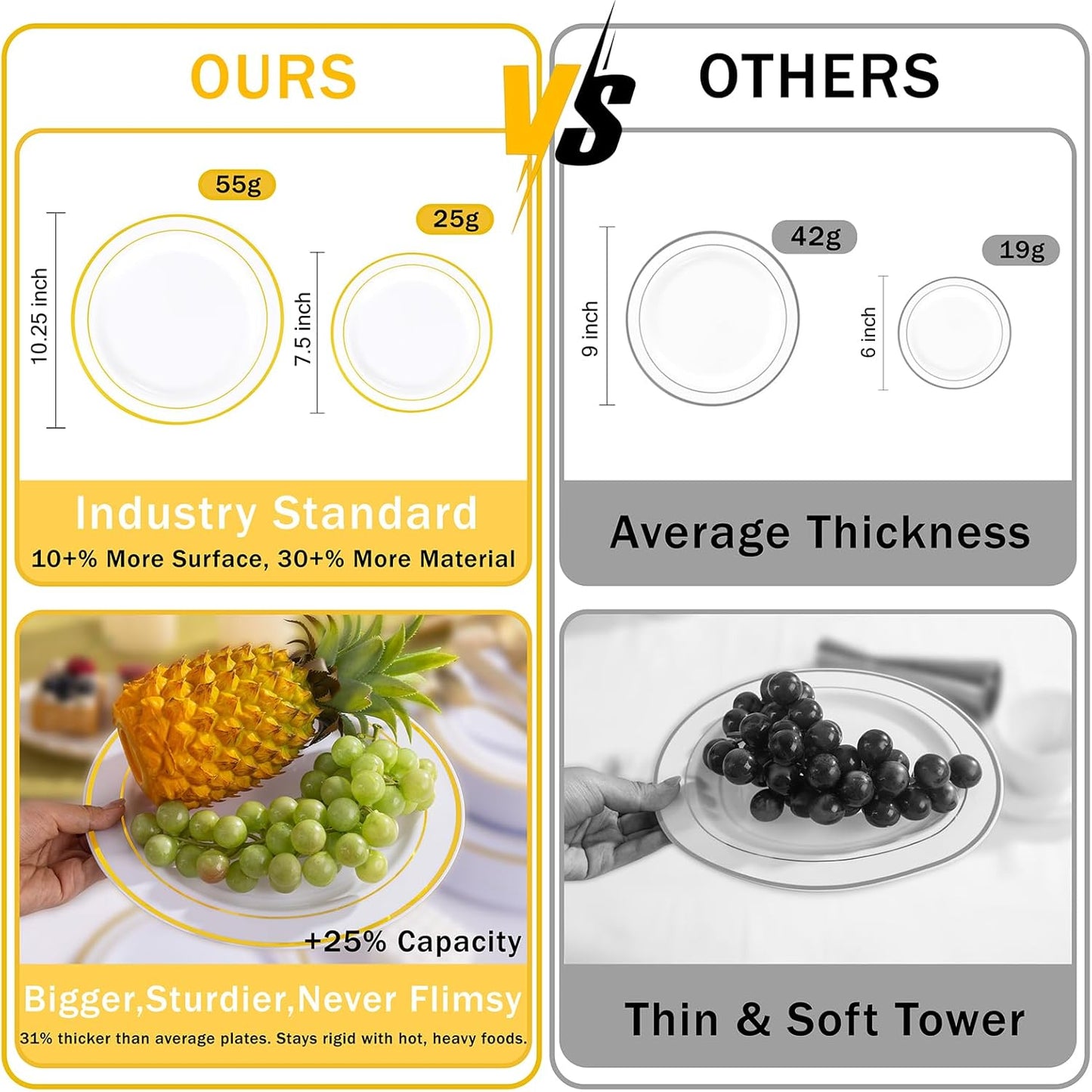 350-Piece Gold Disposable Dinnerware Set