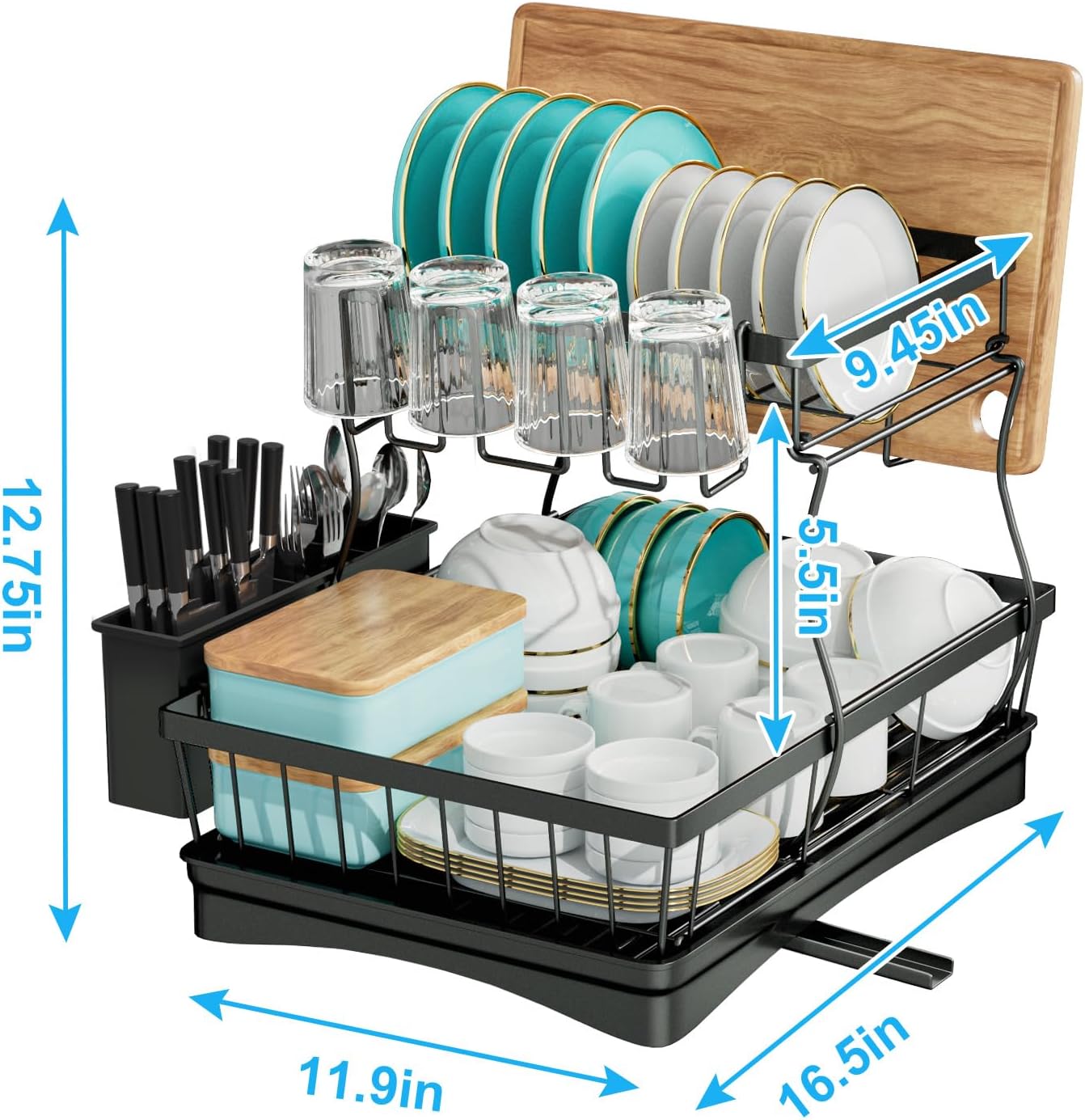 Dish Drying Rack with Drainboard