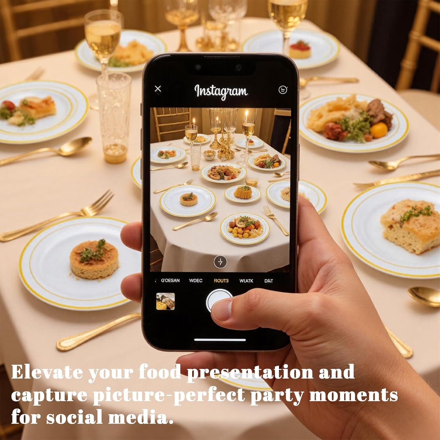 350-Piece Gold Disposable Dinnerware Set