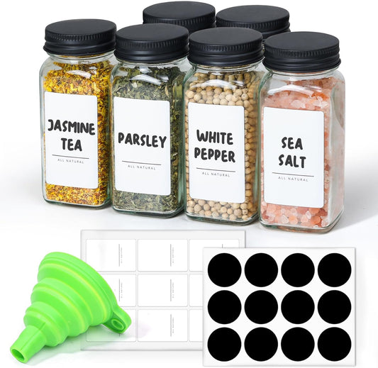 24-Pack Square Glass Spice Jars