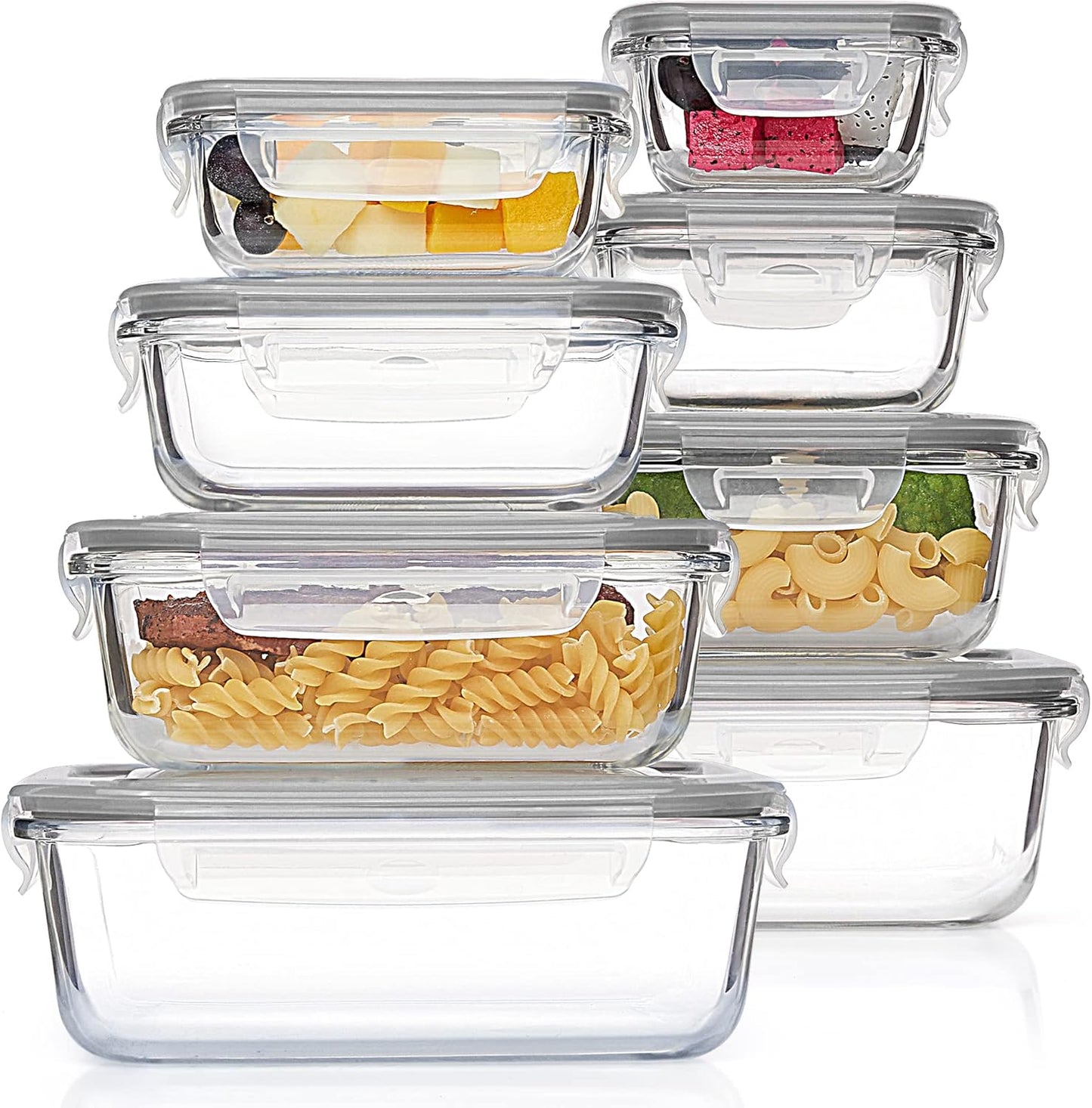 8-Pack Glass Meal Prep Containers