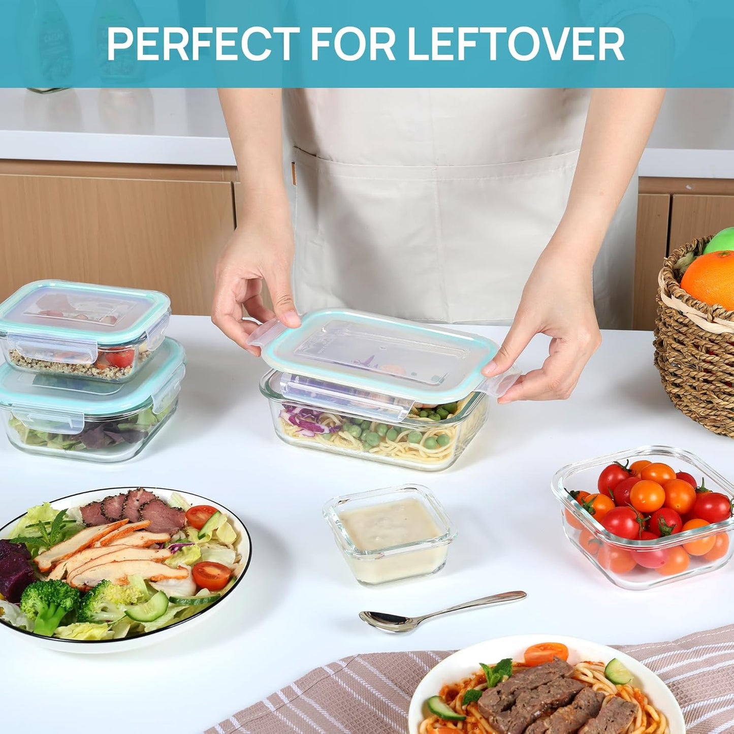 8-Pack Glass Meal Prep Containers