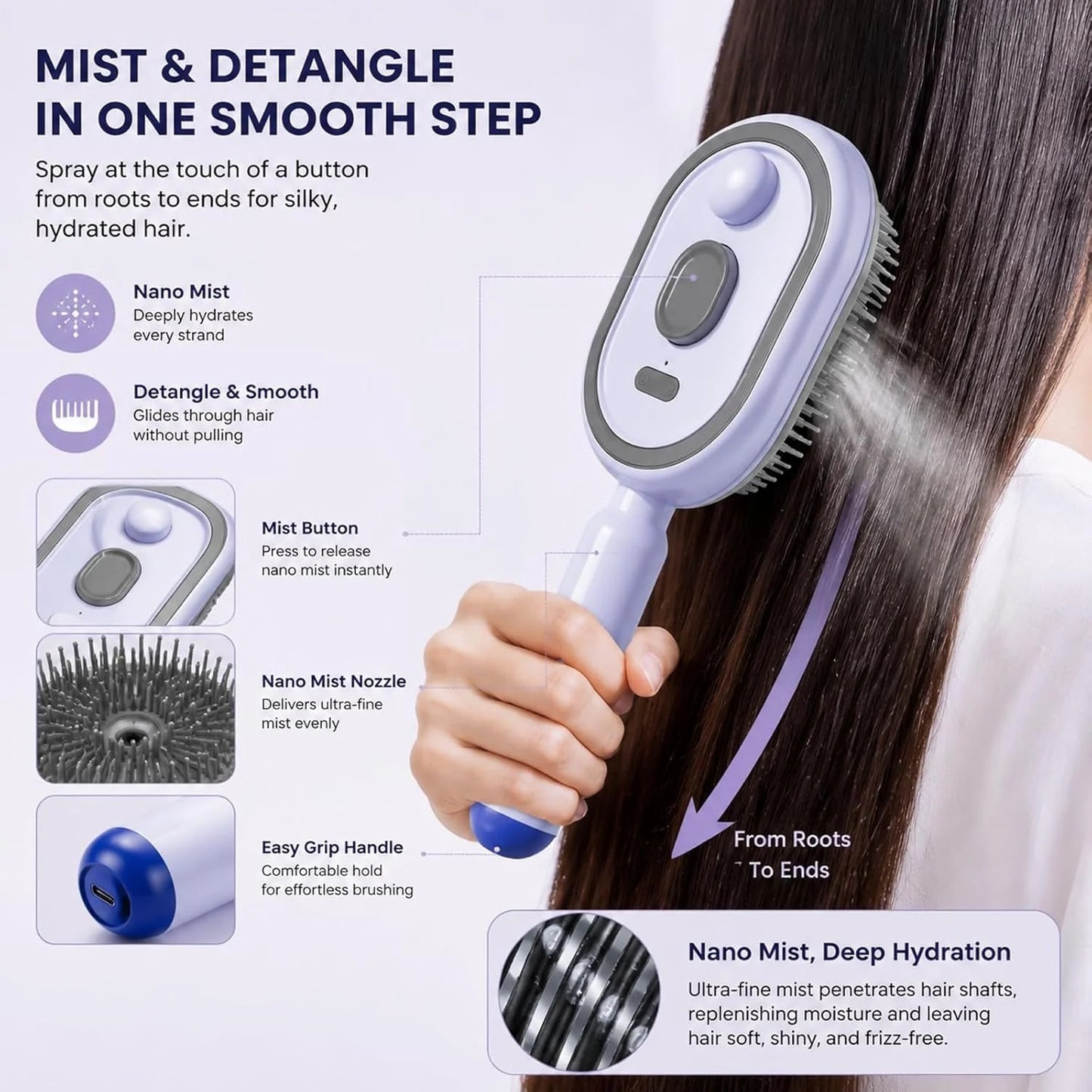 Electric Spray Retractable Air Cushion Comb – Hair Styling Tool